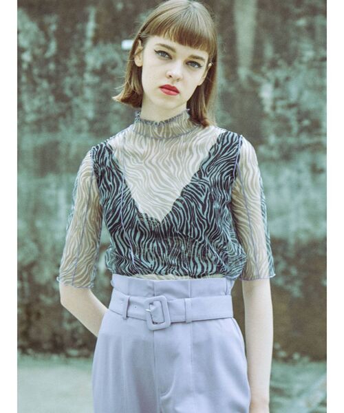 jouetie（ジュエティ）の「メローシアートップス（Tシャツ/カットソー・レディース・その他1/ブラウン/オフホワイト/ブラック・MEDIUM）」の7枚目の写真