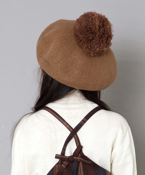 MAKE YOUR DAY（メイクユアデイ）の「梵天付きベレー帽（ハンチング/ベレー帽・キッズ・ブラック/グレー/モカ/アイボリー・48/50/52/54/56）」の11枚目の写真