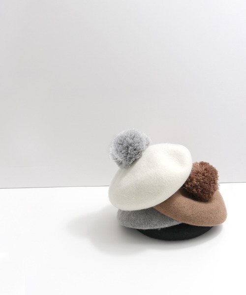 MAKE YOUR DAY（メイクユアデイ）の「梵天付きベレー帽（ハンチング/ベレー帽・キッズ・ブラック/グレー/モカ/アイボリー・48/50/52/54/56）」の13枚目の写真