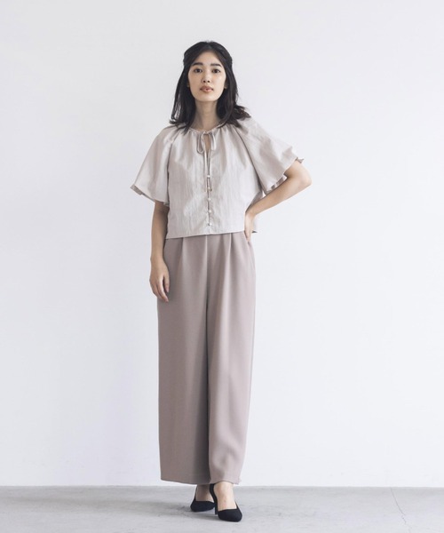 kaene（カエン）の「ボリュームスリーブオールインワン（パンツドレス・レディース・ブラック/ピンクベージュ・36/38）」の7枚目の写真