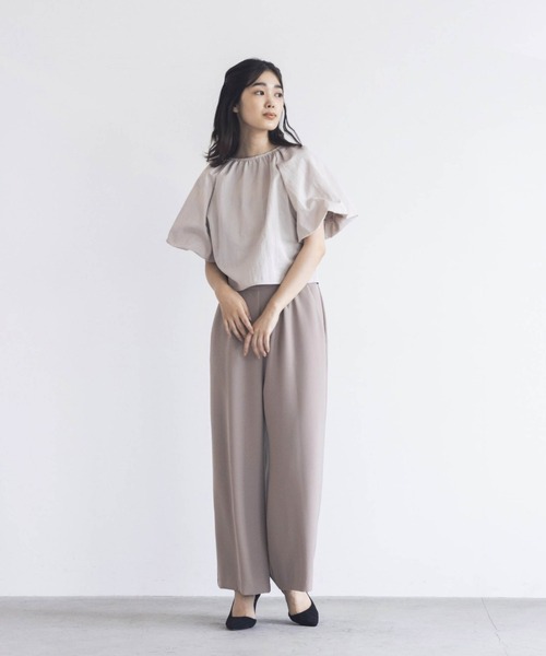 kaene（カエン）の「ボリュームスリーブオールインワン（パンツドレス・レディース・ブラック/ピンクベージュ・36/38）」の12枚目の写真