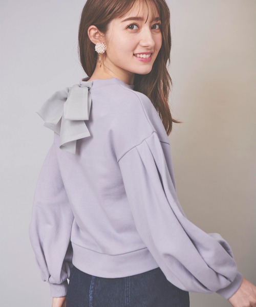 31 Sons de mode（トランテアン　ソン　ドゥ　モード）の「バックリボンスウェット（スウェット・レディース・ラベンダー/サックスブルー/オフホワイト・36）」の3枚目の写真