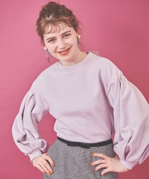 31 Sons de mode（トランテアン　ソン　ドゥ　モード）の「バックリボンスウェット（スウェット・レディース・ラベンダー/サックスブルー/オフホワイト・36）」の8枚目の写真