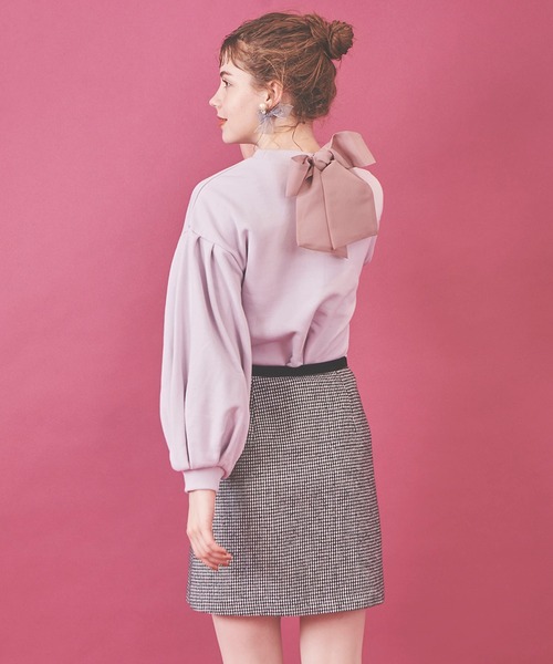 31 Sons de mode（トランテアン　ソン　ドゥ　モード）の「バックリボンスウェット（スウェット・レディース・ラベンダー/サックスブルー/オフホワイト・36）」の6枚目の写真