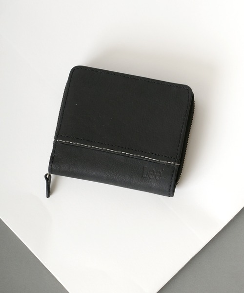 Lee（リー）の「Lee/リー レザー ロゴ ステッチ ラウンドファスナー ウォレット/二つ折り財布（財布・メンズ・ブラック/ダークブラウン/ブラウン・FREE）」の4枚目の写真