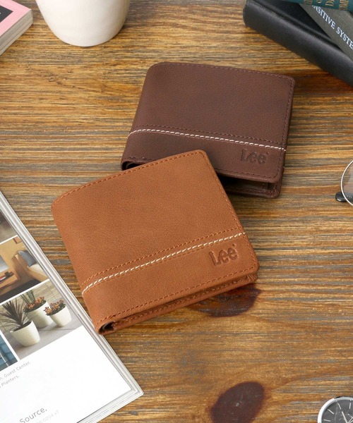 Lee（リー）の「Lee/リー レザー ロゴ ステッチ ラウンドファスナー ウォレット/二つ折り財布（財布・メンズ・ブラック/ダークブラウン/ブラウン・FREE）」の7枚目の写真