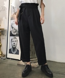 KOR | ハイウエスト ベルト付き マルチタック ワイドストレートパンツ スラックス(スラックス)