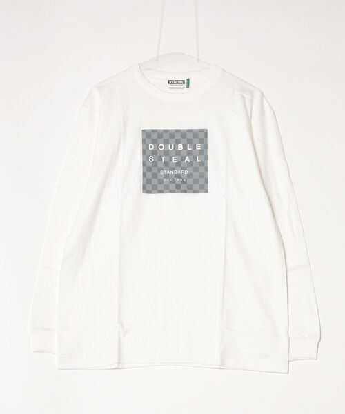 DOUBLE STEAL(ダブルスティール)の「Damier Square Logo 長袖Tシャツ(Tシャツ/カットソー・メンズ・ホワイト系2/ブラック系その他2/ホワイト×グレー・MEDIUM/X-LARGE/LARGE)」の1枚目の写真