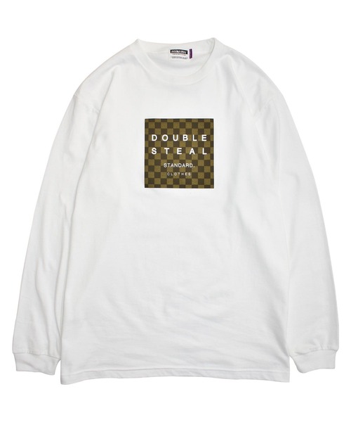 DOUBLE STEAL(ダブルスティール)の「Damier Square Logo 長袖Tシャツ(Tシャツ/カットソー・メンズ・ホワイト系2/ブラック系その他2/ホワイト×グレー・MEDIUM/X-LARGE/LARGE)」の2枚目の写真