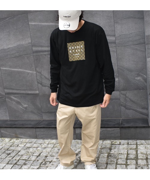 DOUBLE STEAL(ダブルスティール)の「Damier Square Logo 長袖Tシャツ(Tシャツ/カットソー・メンズ・ホワイト系2/ブラック系その他2/ホワイト×グレー・MEDIUM/X-LARGE/LARGE)」の3枚目の写真