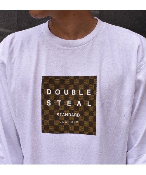 DOUBLE STEAL(ダブルスティール)の「Damier Square Logo 長袖Tシャツ(Tシャツ/カットソー・メンズ・ホワイト系2/ブラック系その他2/ホワイト×グレー・MEDIUM/X-LARGE/LARGE)」の8枚目の写真