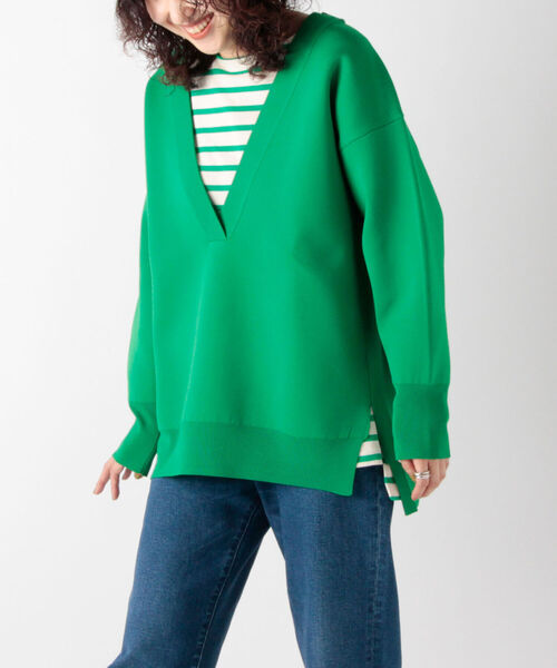 NOLLEY’S（ノーリーズ）の「◇【WEB限定カラーあり】深Vネックウォッシャブルニット（ニット/セーター・レディース・ライトブルー/ブラウン/ピンク/グリーン・FREE）」の14枚目の写真