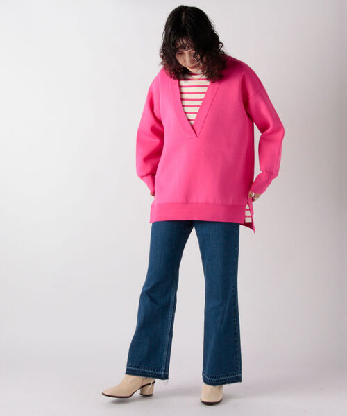 NOLLEY’S（ノーリーズ）の「◇【WEB限定カラーあり】深Vネックウォッシャブルニット（ニット/セーター・レディース・ライトブルー/ブラウン/ピンク/グリーン・FREE）」の18枚目の写真