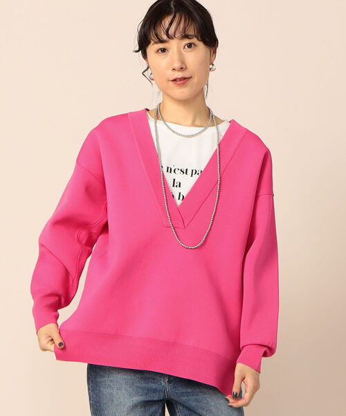 NOLLEY’S（ノーリーズ）の「◇【WEB限定カラーあり】深Vネックウォッシャブルニット（ニット/セーター・レディース・ライトブルー/ブラウン/ピンク/グリーン・FREE）」の12枚目の写真