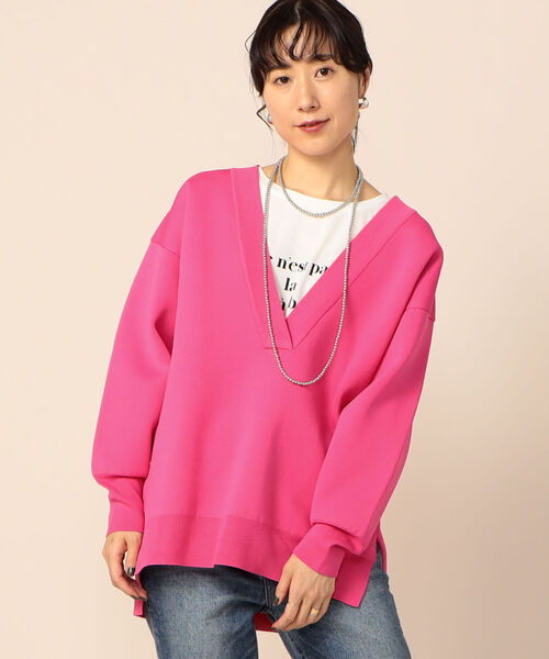 NOLLEY’S（ノーリーズ）の「◇【WEB限定カラーあり】深Vネックウォッシャブルニット（ニット/セーター・レディース・ライトブルー/ブラウン/ピンク/グリーン・FREE）」の15枚目の写真