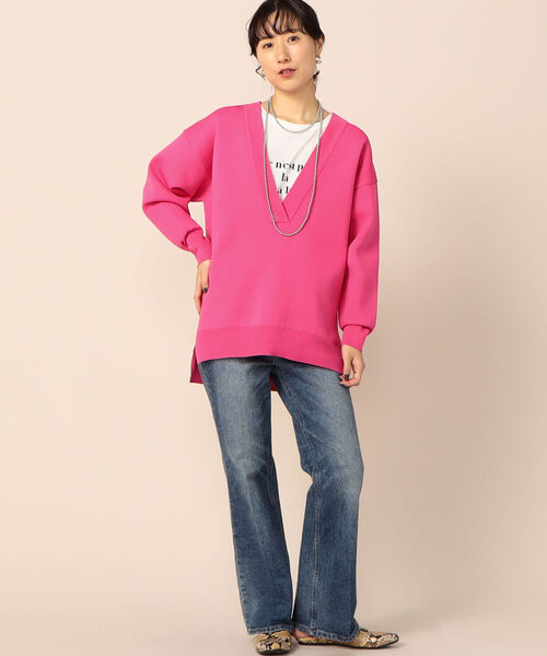 NOLLEY’S（ノーリーズ）の「◇【WEB限定カラーあり】深Vネックウォッシャブルニット（ニット/セーター・レディース・ライトブルー/ブラウン/ピンク/グリーン・FREE）」の9枚目の写真