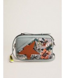 GOLDEN GOOSE Star Bag/celadon blue leather-flower jacquard front with caramel leather star