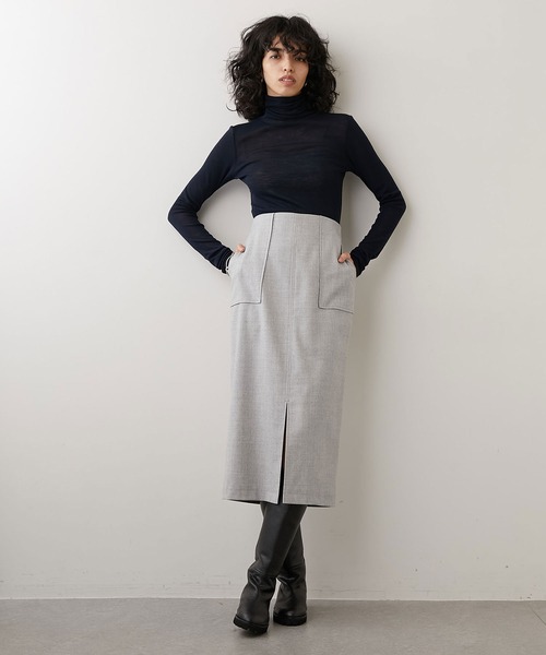 Whim Gazette（ウィムガゼット）の「FRANO タイトスカート（スカート・レディース・ベージュ/ライトグレー・38/36）」の4枚目の写真