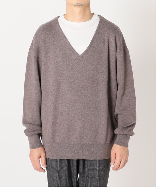 417 EDIFICE（フォーワンセブンエディフィス）の「◆コットンカシミヤ スムースVネックニット（ニット/セーター・メンズ・グレー/ブラウン/ベージュ・SMALL/MEDIUM/LARGE）」の4枚目の写真