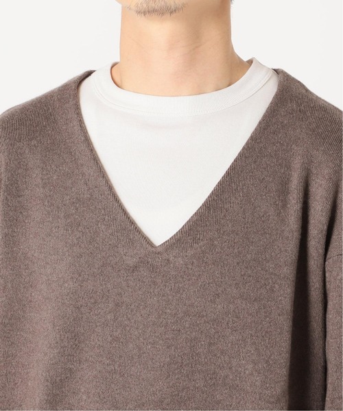 417 EDIFICE（フォーワンセブンエディフィス）の「◆コットンカシミヤ スムースVネックニット（ニット/セーター・メンズ・グレー/ブラウン/ベージュ・SMALL/MEDIUM/LARGE）」の12枚目の写真