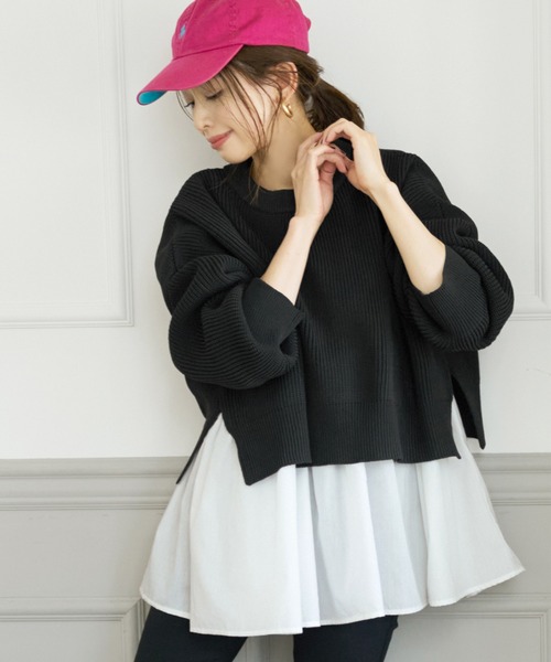 coca(coca)(コカ)の「スポンディッシュなアンサンブルニット(ニット/セーター・レディース・ブラック/グレー系その他・M/L)」の1枚目の写真