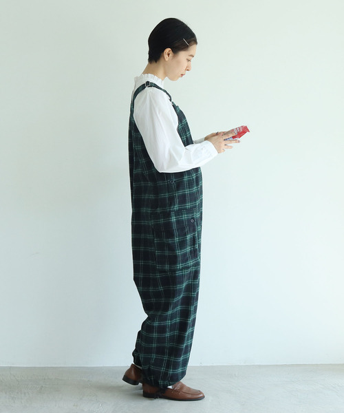 PAR ICI（パーリッシィ）の「ネルチェック サロペットパンツ（サロペット/オーバーオール・レディース・ブラウン/グリーン・FREE）」の5枚目の写真