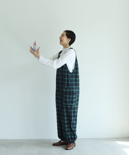 PAR ICI（パーリッシィ）の「ネルチェック サロペットパンツ（サロペット/オーバーオール・レディース・ブラウン/グリーン・FREE）」の8枚目の写真
