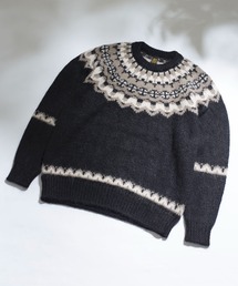 BATONER | 【BATONER】2021AW MOHAIR NORDIC CREW NECK/BN-21FM-044　スーパーキッドモヘヤ&ベビーアルパカ ノルディック柄クルーネック(ニット/セーター)
