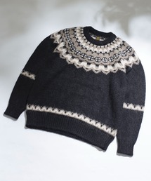 【BATONER】2021AW MOHAIR NORDIC CREW NECK/BN-21FM-044　スーパーキッドモヘヤ&ベビーアルパカ ノルディック柄クルーネック