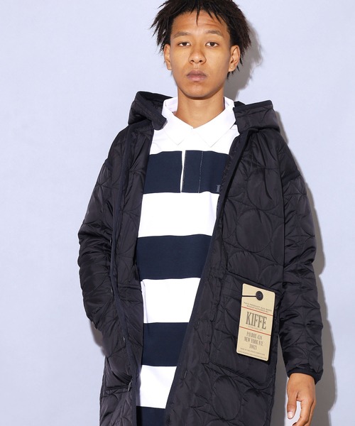 KIFFE(キッフェ)の「KIFFE/キッフェ GEOMETRIC QUILT COAT キルティングコート(ミリタリージャケット・メンズ・ブラック/オリーブ・1)」の2枚目の写真