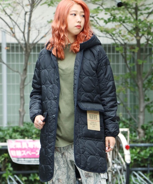 KIFFE(キッフェ)の「KIFFE/キッフェ GEOMETRIC QUILT COAT キルティングコート(ミリタリージャケット・メンズ・ブラック/オリーブ・1)」の4枚目の写真