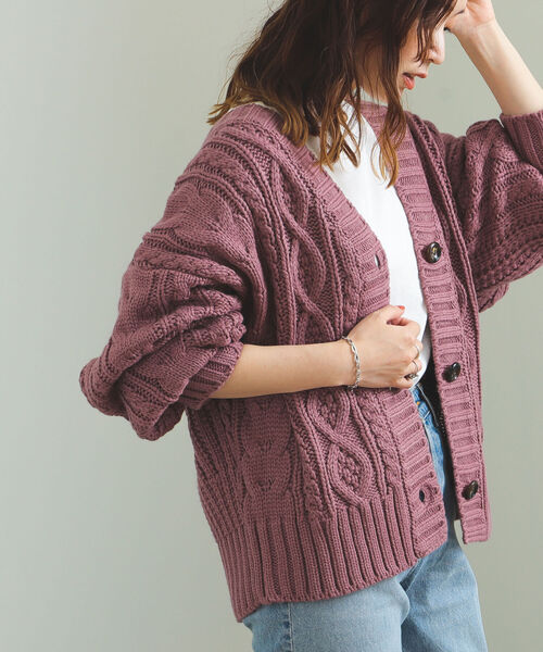 カーディガン BEAMS HEART / ケーブル ショート カーディガン レディース BEAMS HEART カーディガン / ケーブル ショート レディース