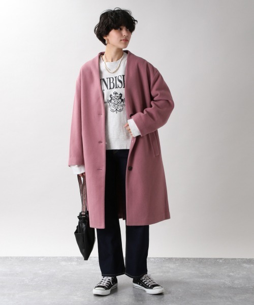 RAGEBLUE（レイジブルー）の「ケープメリノノーカラーコート/948126