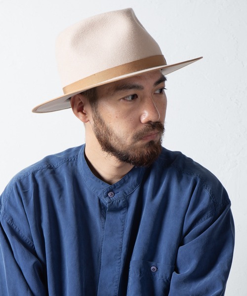 RACAL（ラカル）の「Fedora Hat / フェドラハット（ハット・メンズ・ベージュ/ブラック・LARGE/MEDIUM）」の2枚目の写真