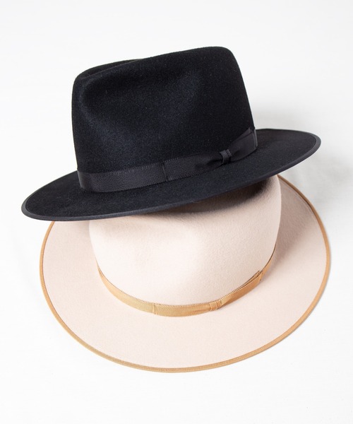 RACAL（ラカル）の「Fedora Hat / フェドラハット（ハット・メンズ・ベージュ/ブラック・LARGE/MEDIUM）」の15枚目の写真
