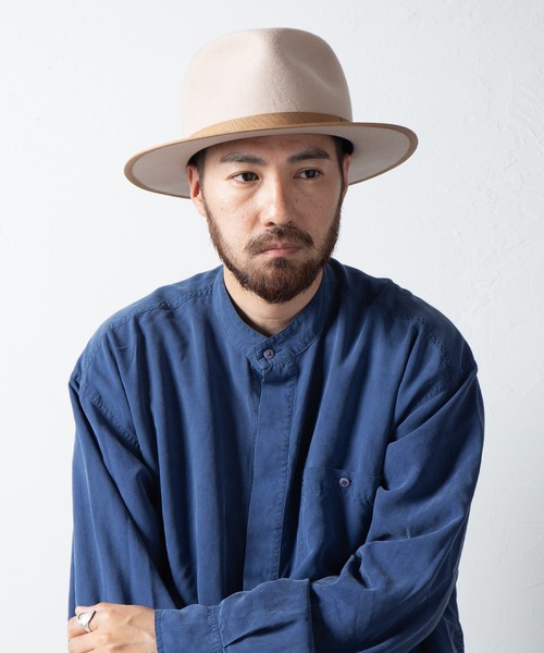 RACAL（ラカル）の「Fedora Hat / フェドラハット（ハット・メンズ・ベージュ/ブラック・LARGE/MEDIUM）」の8枚目の写真