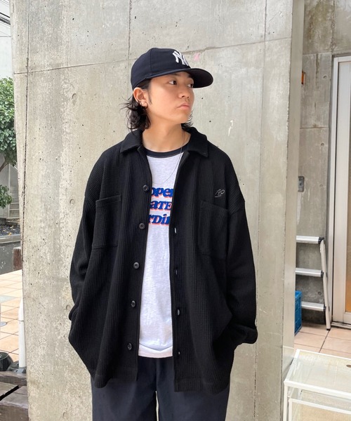 WHO'S WHO gallery（フーズフーギャラリー）の「【KOOKY'N/クーキー】ワッフルシャツカーディガン（カーディガン/ボレロ・メンズ・ブラック/ネイビー/ブラウン/グリーン・FREE）」の14枚目の写真