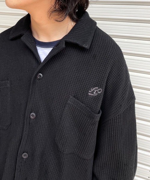 WHO'S WHO gallery（フーズフーギャラリー）の「【KOOKY'N/クーキー】ワッフルシャツカーディガン（カーディガン/ボレロ・メンズ・ブラック/ネイビー/ブラウン/グリーン・FREE）」の9枚目の写真