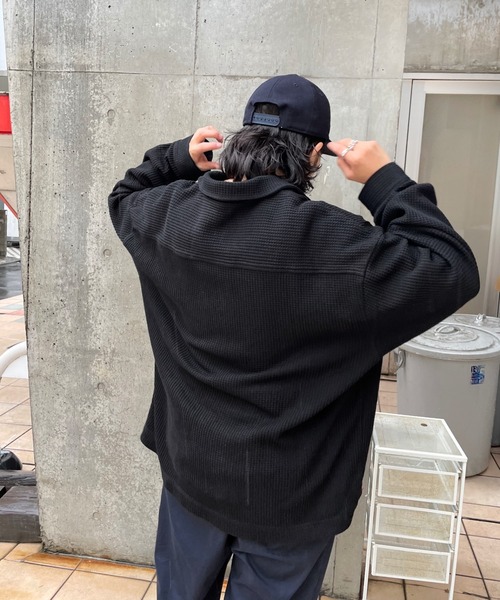 WHO'S WHO gallery（フーズフーギャラリー）の「【KOOKY'N/クーキー】ワッフルシャツカーディガン（カーディガン/ボレロ・メンズ・ブラック/ネイビー/ブラウン/グリーン・FREE）」の5枚目の写真