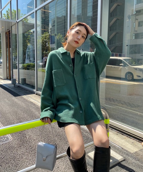 WHO'S WHO gallery（フーズフーギャラリー）の「【KOOKY'N/クーキー】ワッフルシャツカーディガン（カーディガン/ボレロ・メンズ・ブラック/ネイビー/ブラウン/グリーン・FREE）」の10枚目の写真