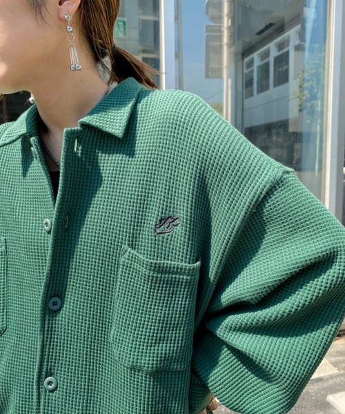 WHO'S WHO gallery（フーズフーギャラリー）の「【KOOKY'N/クーキー】ワッフルシャツカーディガン（カーディガン/ボレロ・メンズ・ブラック/ネイビー/ブラウン/グリーン・FREE）」の6枚目の写真