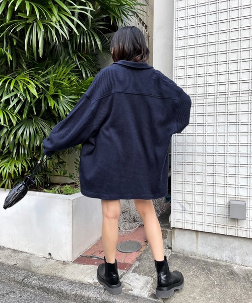 WHO'S WHO gallery（フーズフーギャラリー）の「【KOOKY'N/クーキー】ワッフルシャツカーディガン（カーディガン/ボレロ・メンズ・ブラック/ネイビー/ブラウン/グリーン・FREE）」の11枚目の写真