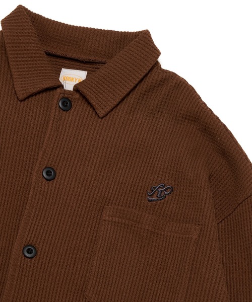 WHO'S WHO gallery（フーズフーギャラリー）の「【KOOKY'N/クーキー】ワッフルシャツカーディガン（カーディガン/ボレロ・メンズ・ブラック/ネイビー/ブラウン/グリーン・FREE）」の22枚目の写真