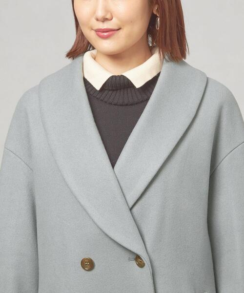 closet story（クローゼットストーリー）の「＜closet story（クローゼットストーリー）＞ジャージーメルトン ショールカラー コート（その他アウター・レディース・ライトブルー/ネイビー・FREE）」の14枚目の写真