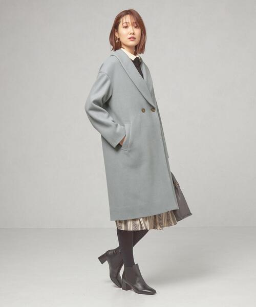 closet story（クローゼットストーリー）の「＜closet story（クローゼットストーリー）＞ジャージーメルトン ショールカラー コート（その他アウター・レディース・ライトブルー/ネイビー・FREE）」の8枚目の写真