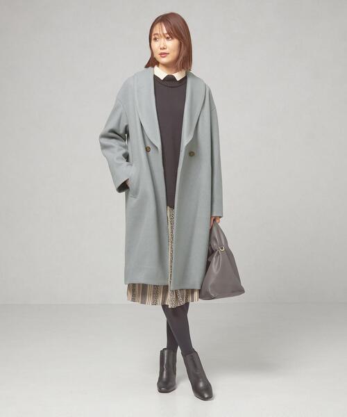 closet story（クローゼットストーリー）の「＜closet story（クローゼットストーリー）＞ジャージーメルトン ショールカラー コート（その他アウター・レディース・ライトブルー/ネイビー・FREE）」の11枚目の写真