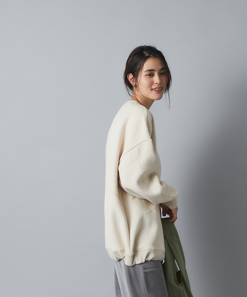 un dix cors（アンディコール）の「こなれ感あるシルエット 裏起毛裾ドロストプルオーバーカットソー（Tシャツ/カットソー・レディース・アイボリー/チャコールグレー・FREE）」の10枚目の写真