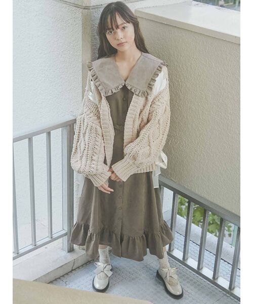 merry jenny（メリージェニー）の「Bigフリルカラー2wayワンピース（ワンピース・レディース・ベージュ/パープル/ブラウン・FREE）」の11枚目の写真