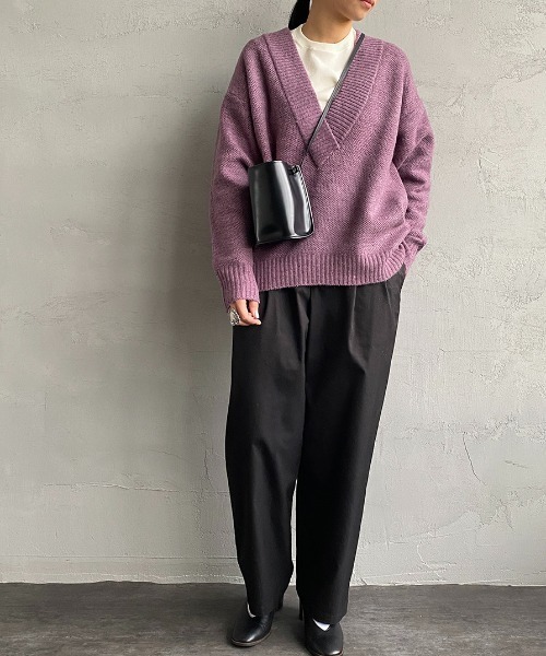 JF Ready Made（ジェイエフレディメイド）の「[Jf Ready Made/ジェイエフレディメイド] ネップヤーン 深Ｖネックニット（ニット/セーター・レディース・ダークグリーン/モカ/パープル・F）」の10枚目の写真