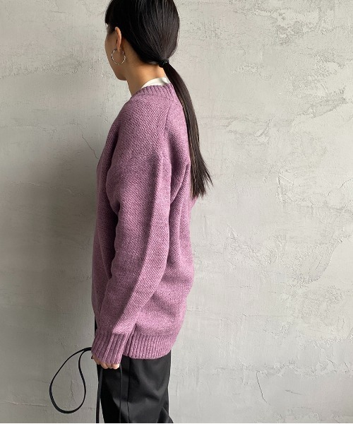 JF Ready Made（ジェイエフレディメイド）の「[Jf Ready Made/ジェイエフレディメイド] ネップヤーン 深Ｖネックニット（ニット/セーター・レディース・ダークグリーン/モカ/パープル・F）」の9枚目の写真